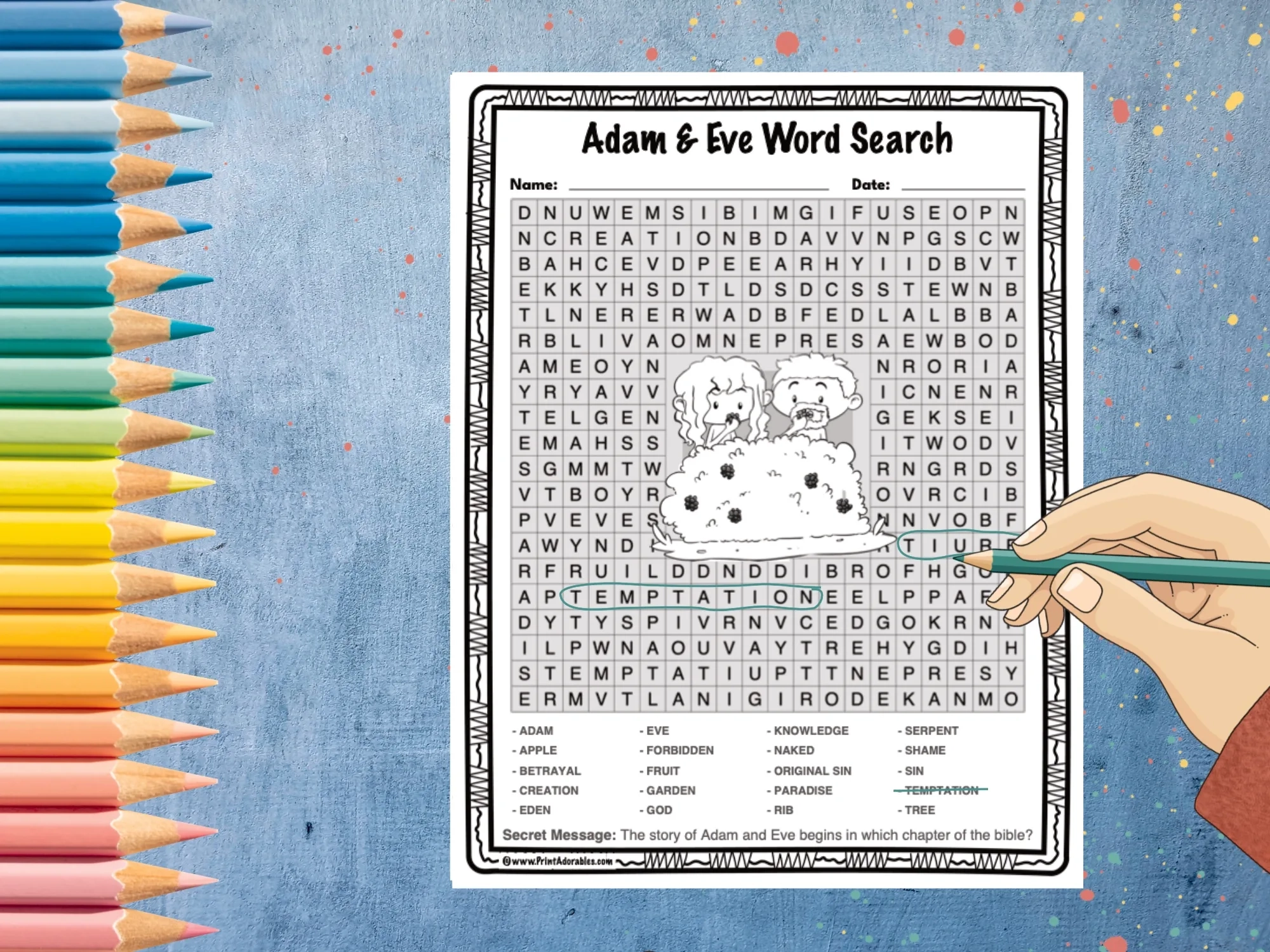 Adam And Eve Word Search