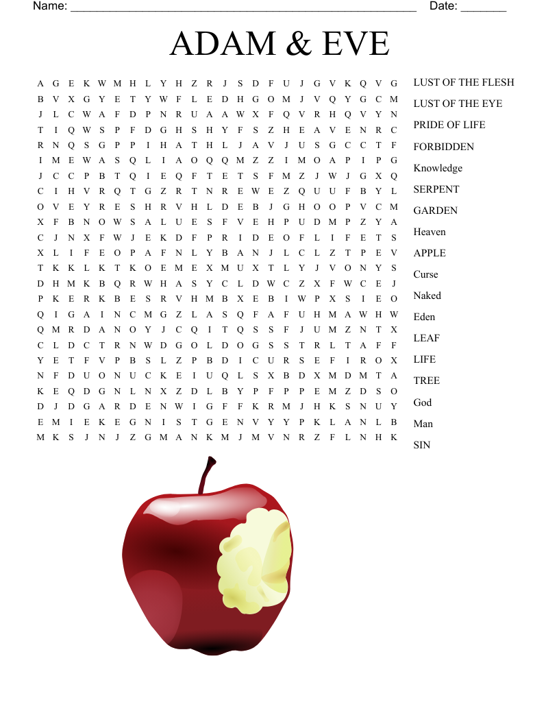 ADAM EVE Word Search WordMint