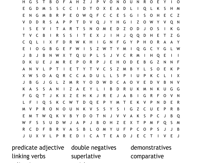 Adjectives And Adverbs Word Search WordMint