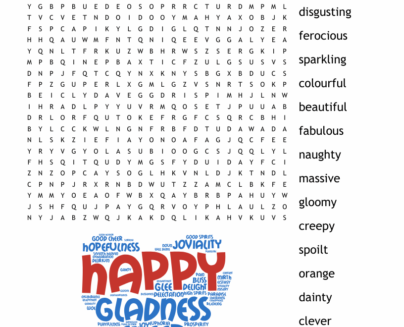 Adjectives Word Search WordMint