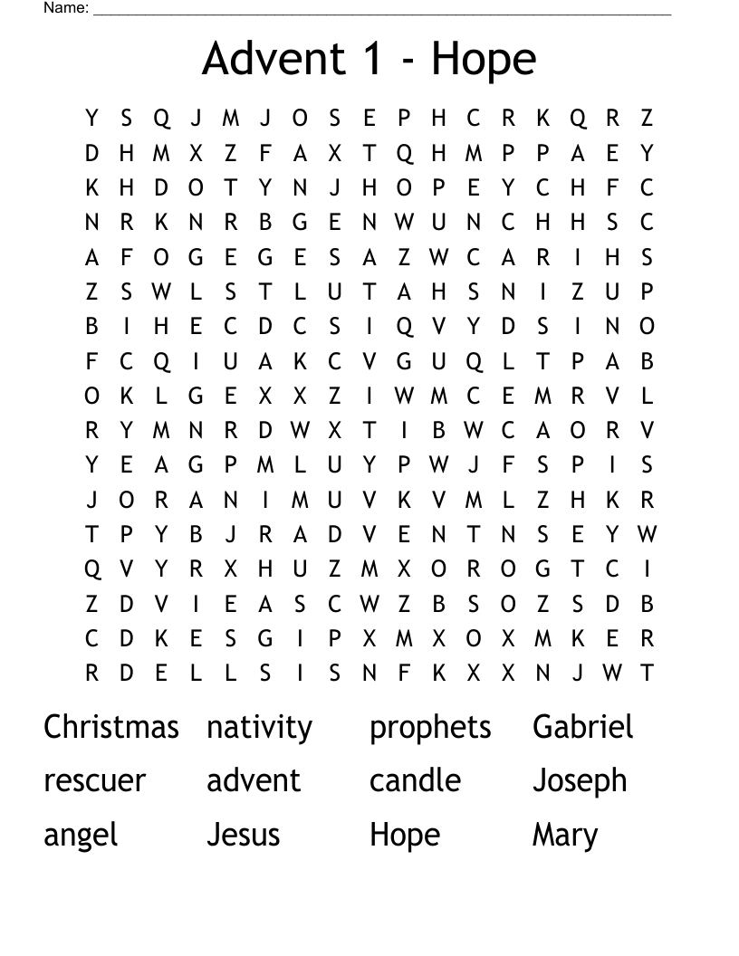 Advent 1 Hope Word Search WordMint