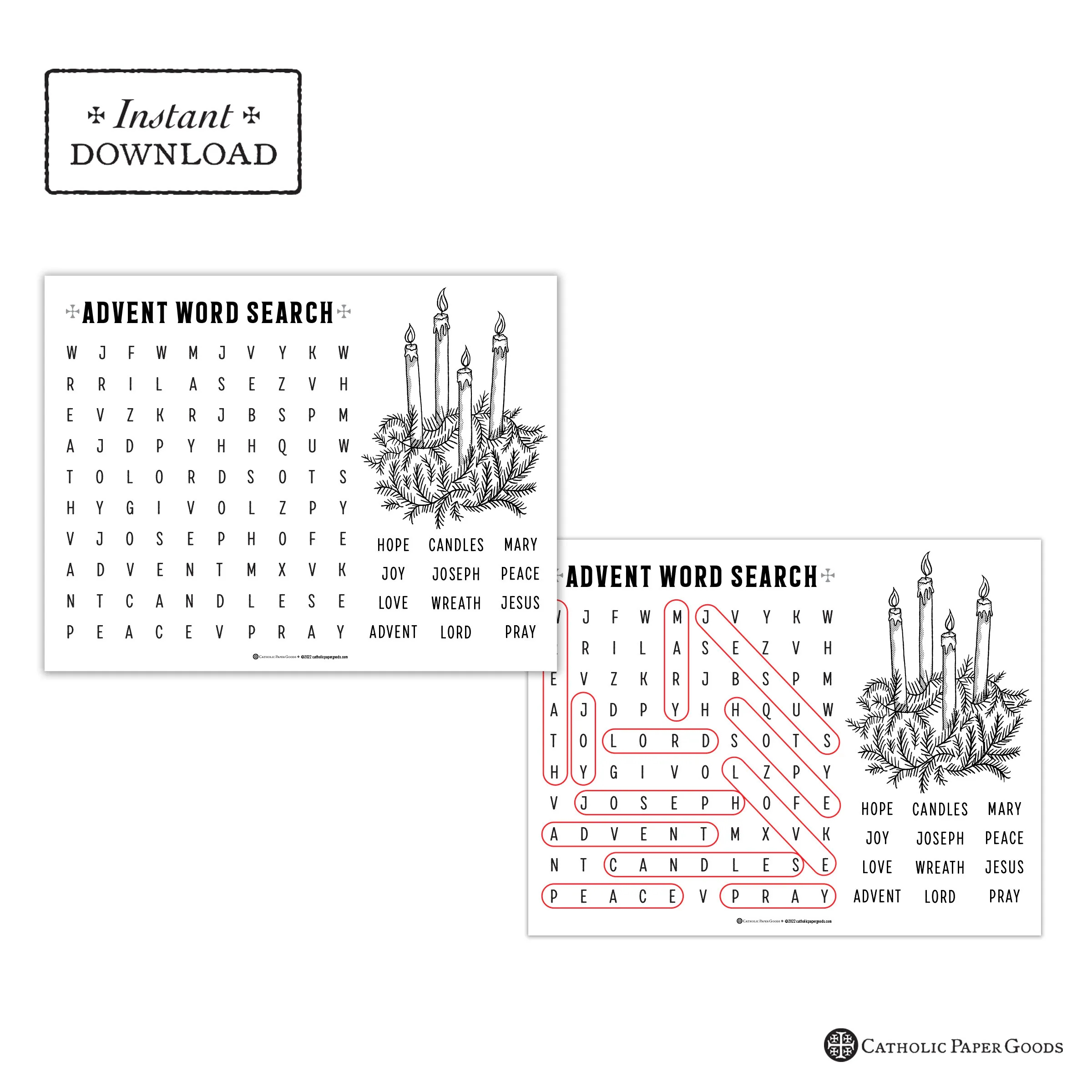 Advent Word Search Activity Catholic Coloring Pages 2 Versions With Answer Keys Printable Coloring Pages Digital PDF Advent Classroom