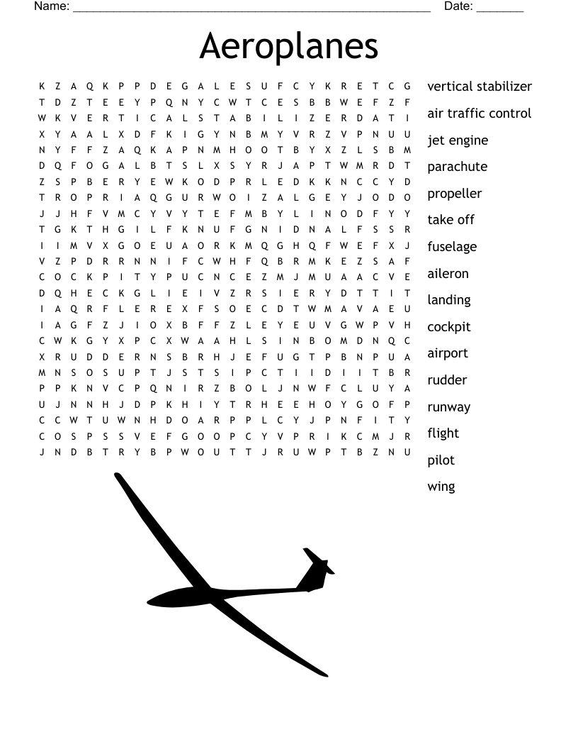 Aeroplanes Word Search WordMint