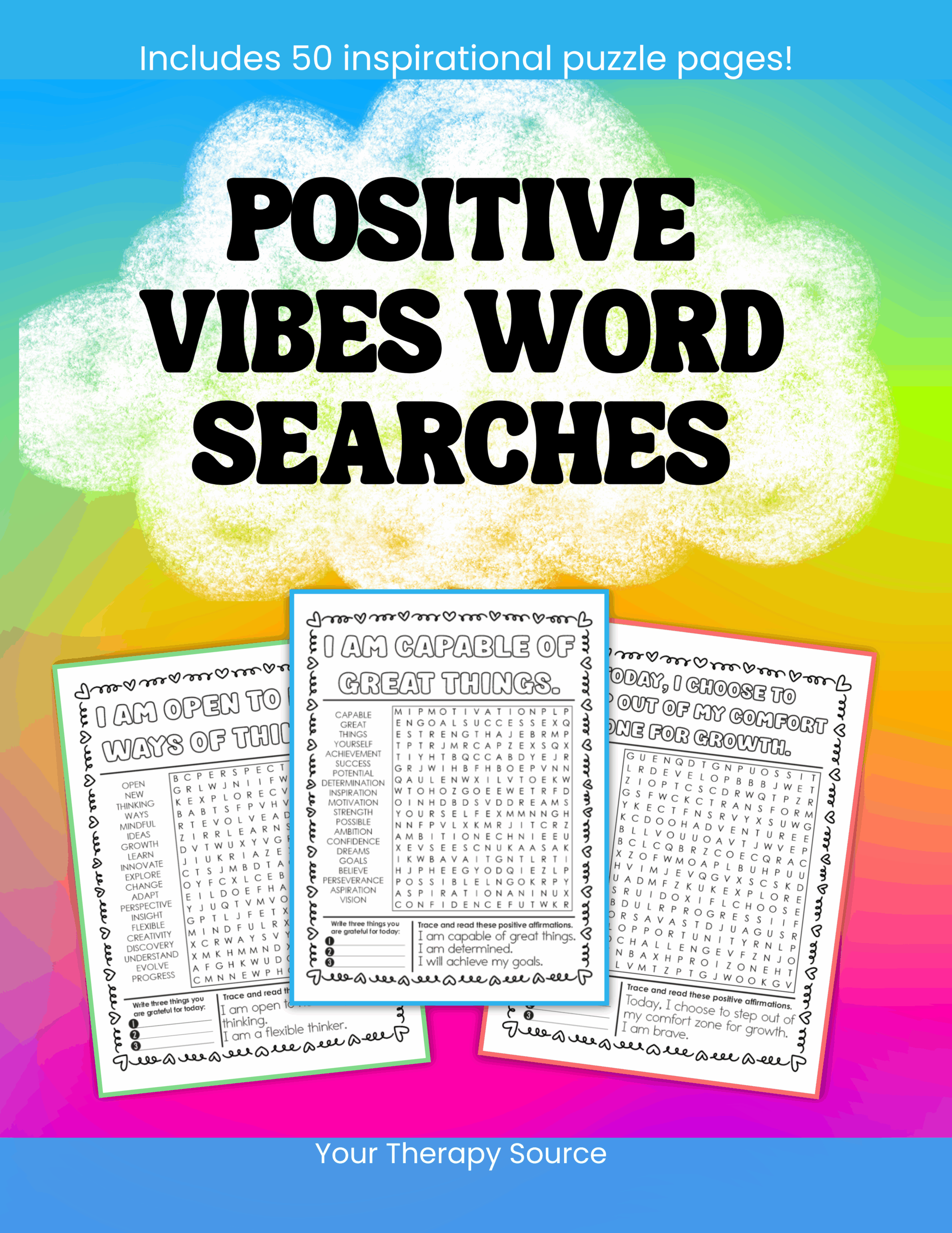 Affirmations Word Search Puzzle Free Printable Your Therapy Source
