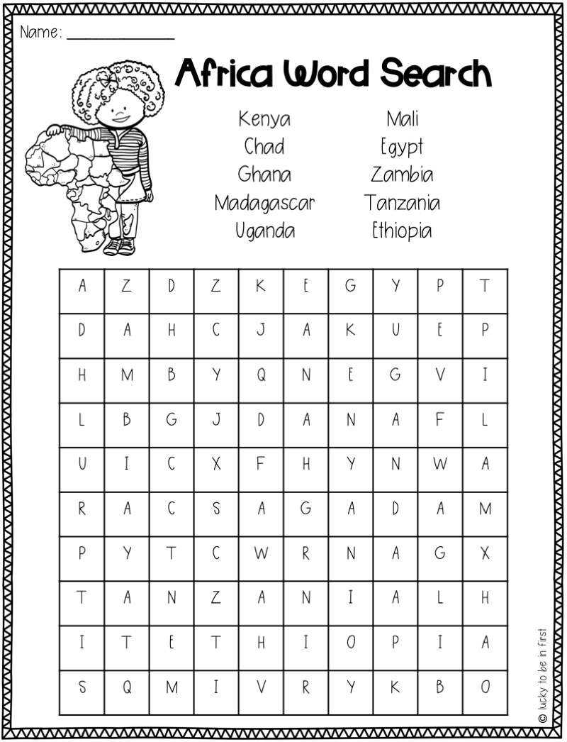 Africa Continent Study For 1st Grade Activities Worksheets Games