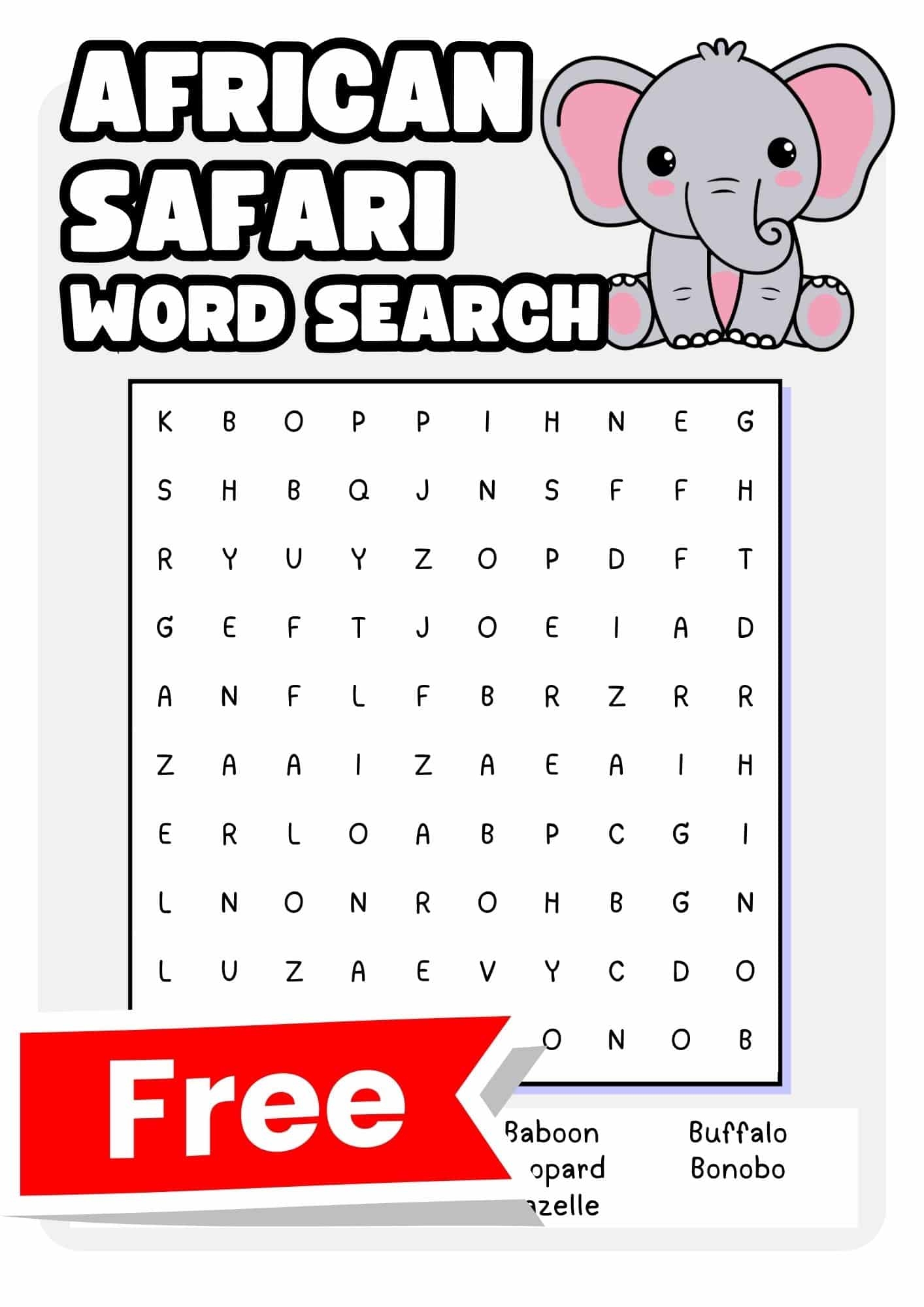 African Safari Word Searches Free To Print Teach Prints