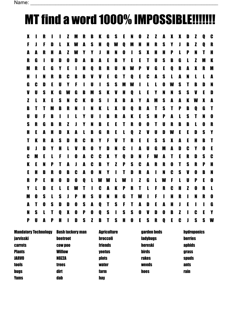 Agriculture Word Search WordMint