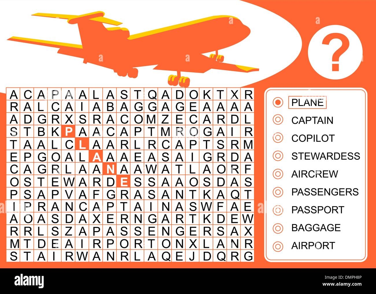 Airplane Word Search Game Stock Vector Image Art Alamy