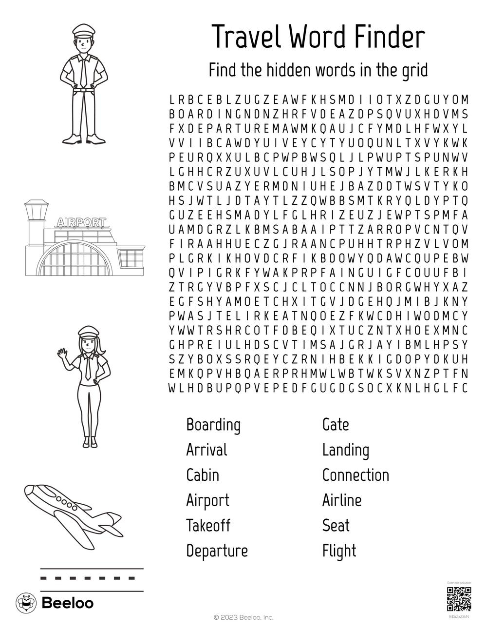 Airport themed Word Searches Beeloo Printable Crafts And Activities For Kids
