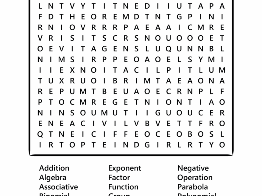 Algebra Word Search