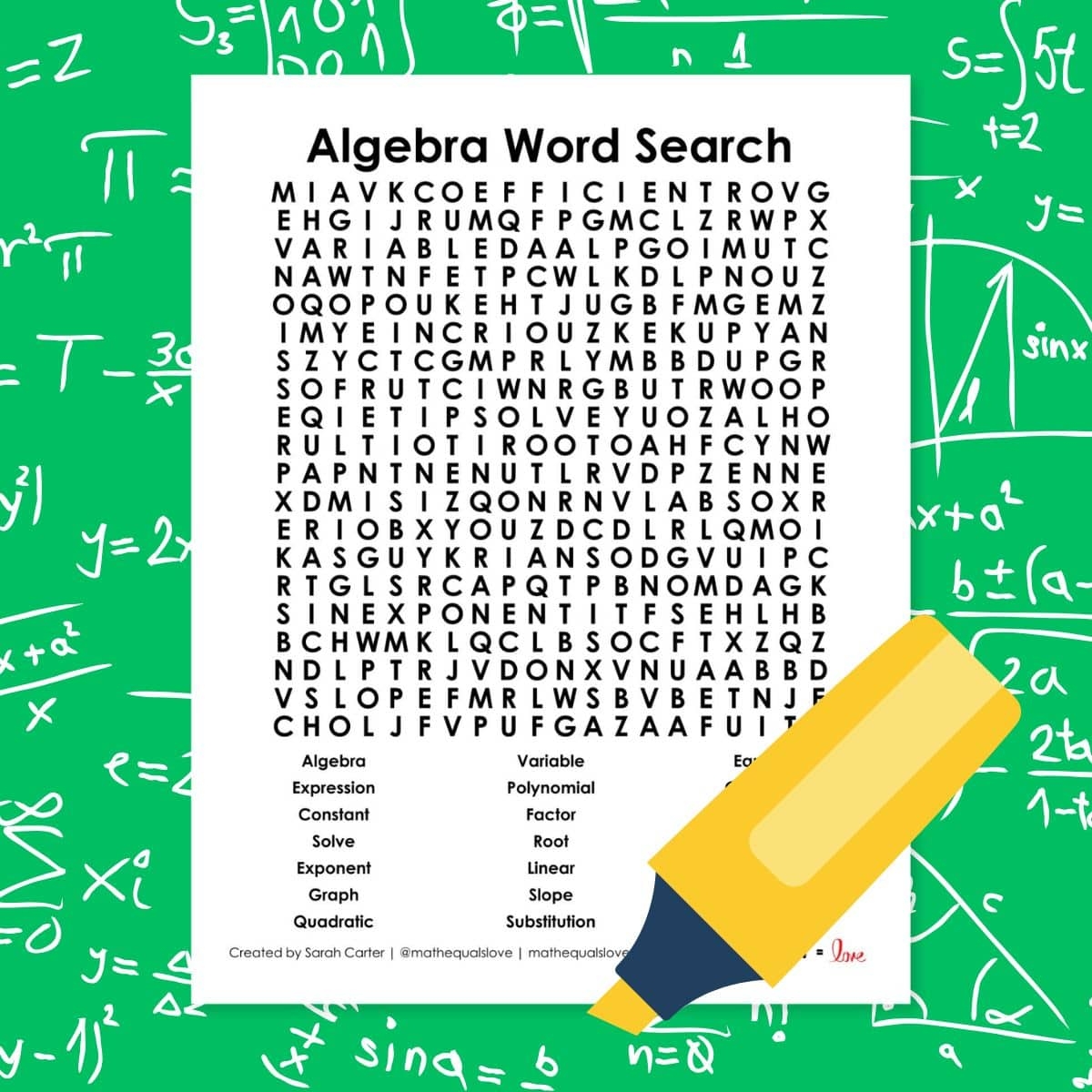 Math Word Search Free Printable