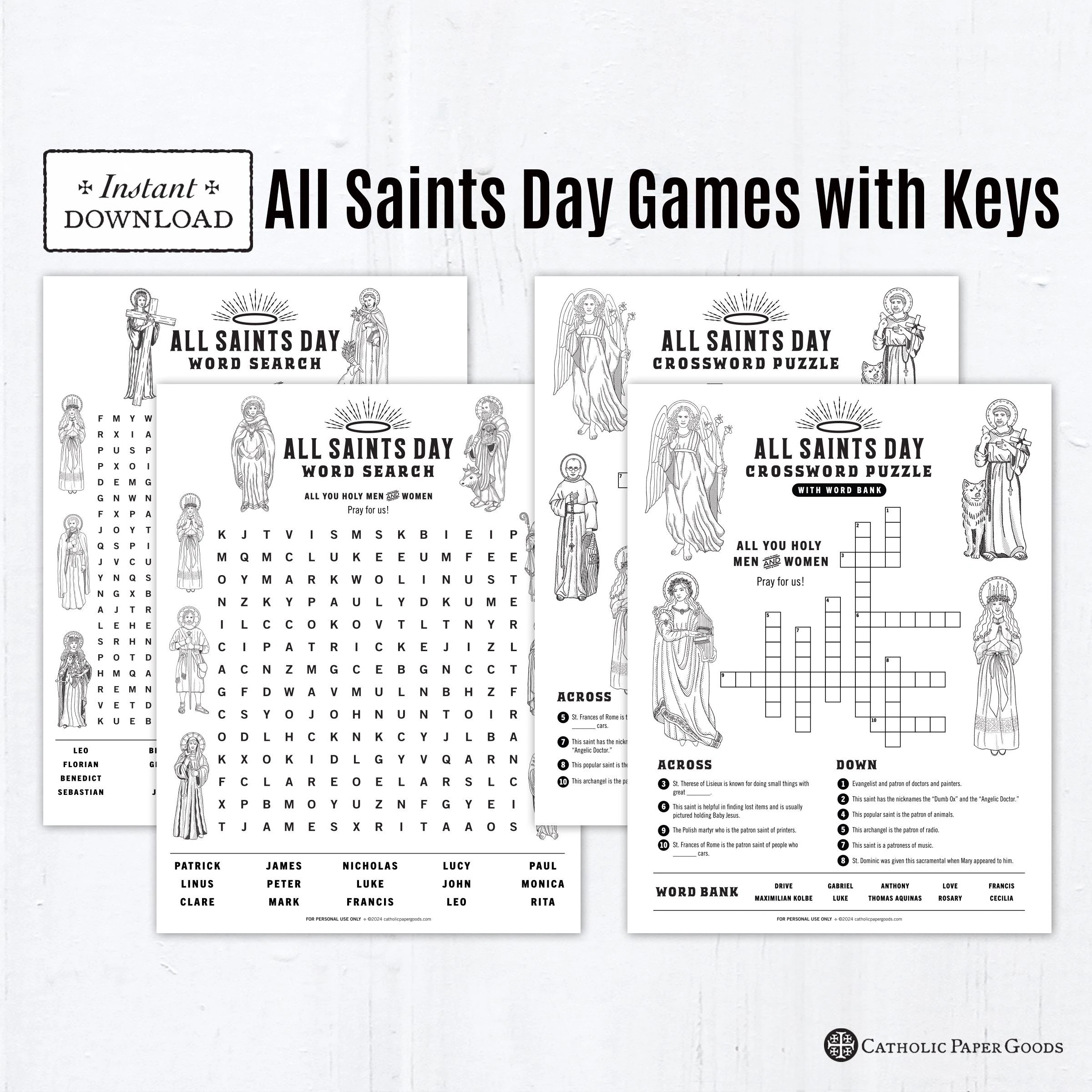 All Saints Day Crossword Puzzle All Saints Day Word Search Catholic Printable Activities Digital PDF All Saints Activity With Answer Keys All Saints Day Crossword Puzzle All Saints Day Word Search Catholic Printable Activities Digital PDF All Saints Activity With Answer Keys