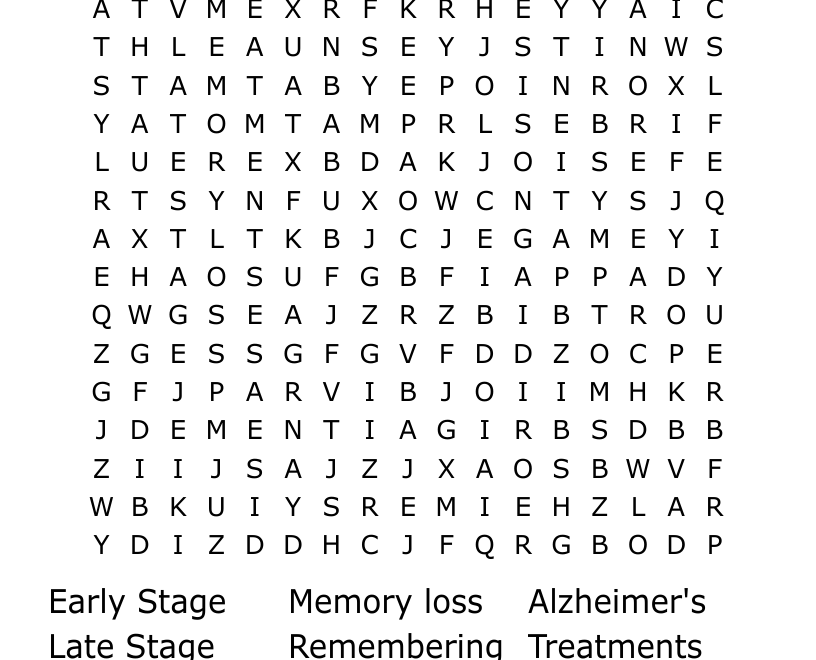Alzheimer s Word Search WordMint