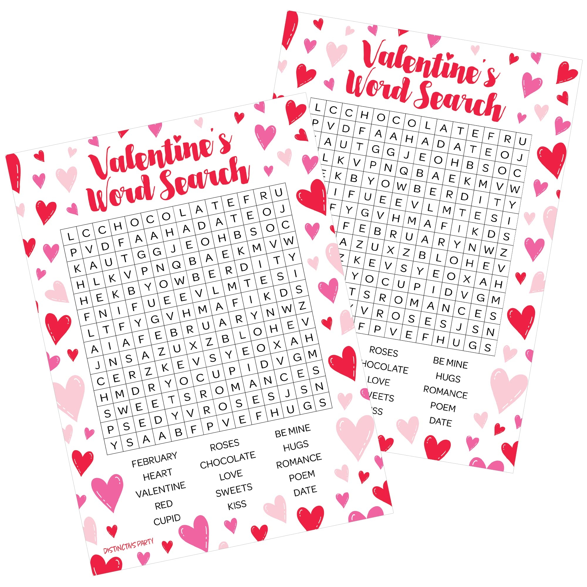 Amazon DISTINCTIVS Valentine s Day Word Search Classroom Party Game 25 Player Cards Classroom Party Activity Fun Game For Kids Home Kitchen