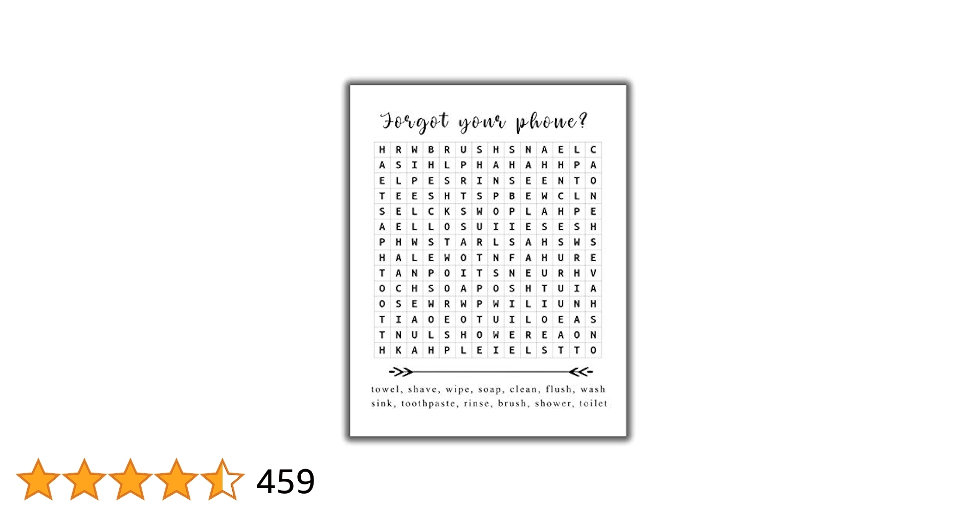 Amazon Funny Bathroom Word Search Puzzle Wall Art Print 11x14 UNFRAMED Black And White Saying Decor Printed On Photographic Paper Forget Your Phone Handmade Products