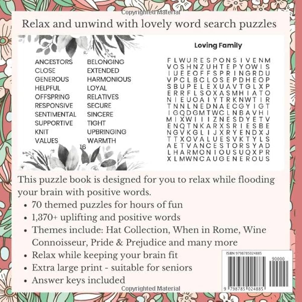 Amazon Jumbo Word Search For Seniors Women Edition Extra Large Print Word Search Size 30 Font With Beautiful Interiors Great Gift For Mom Mother In Law Aunt Or Friend 9798785024885 