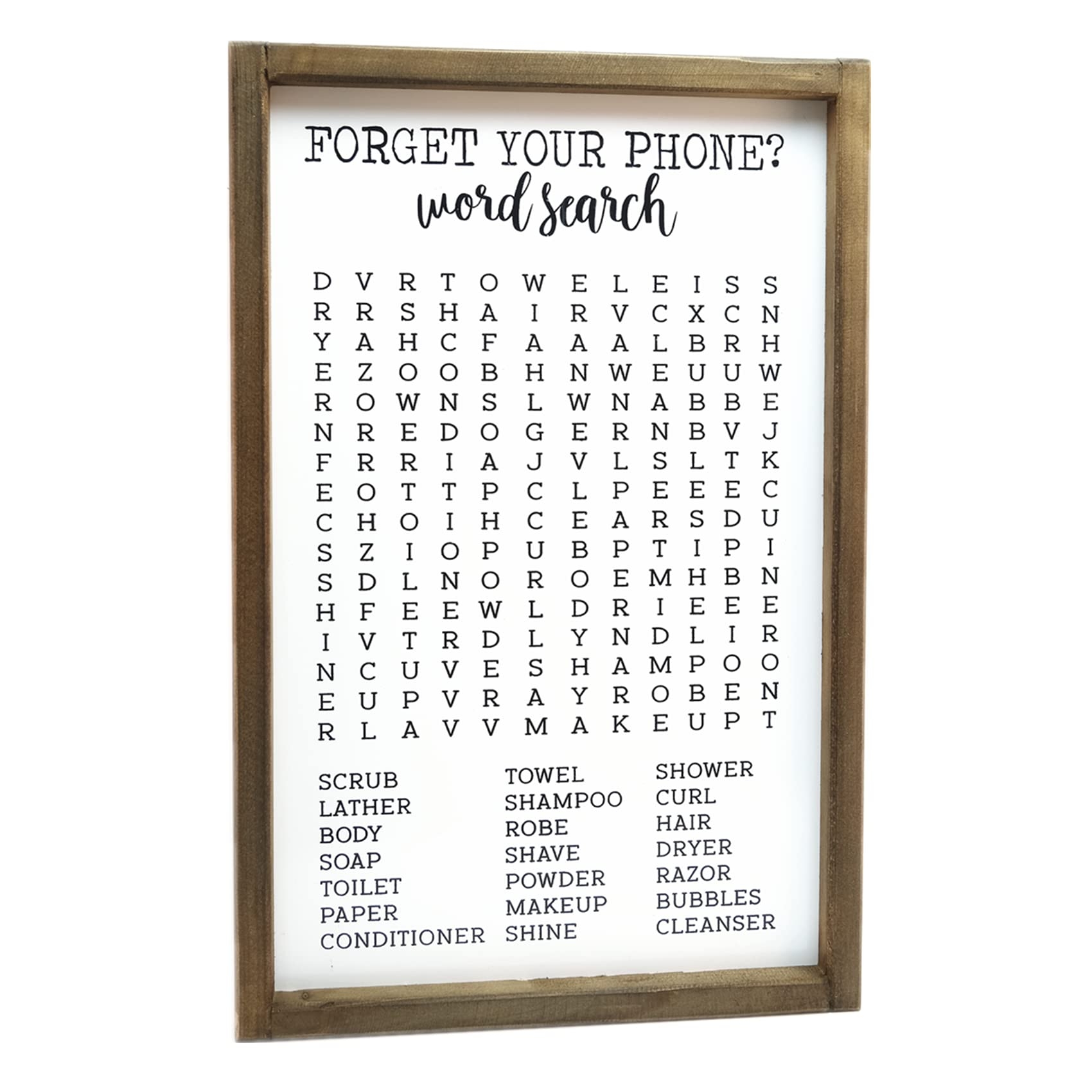 Amazon Lavender Inspired Bathroom Word Search Sign 12x18 Inch White Funny Signs Half Guest Bathroom Decor Housewarming Gifts Home Kitchen