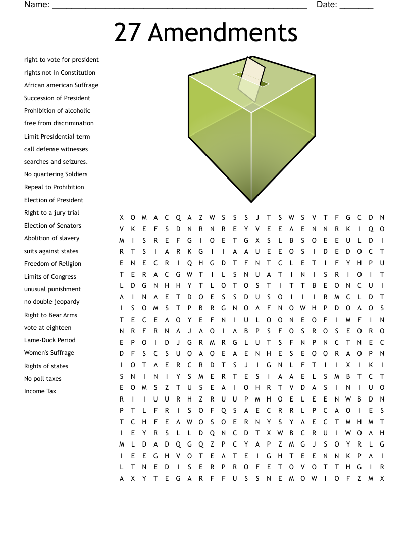 Amendments Worksheet WordMint