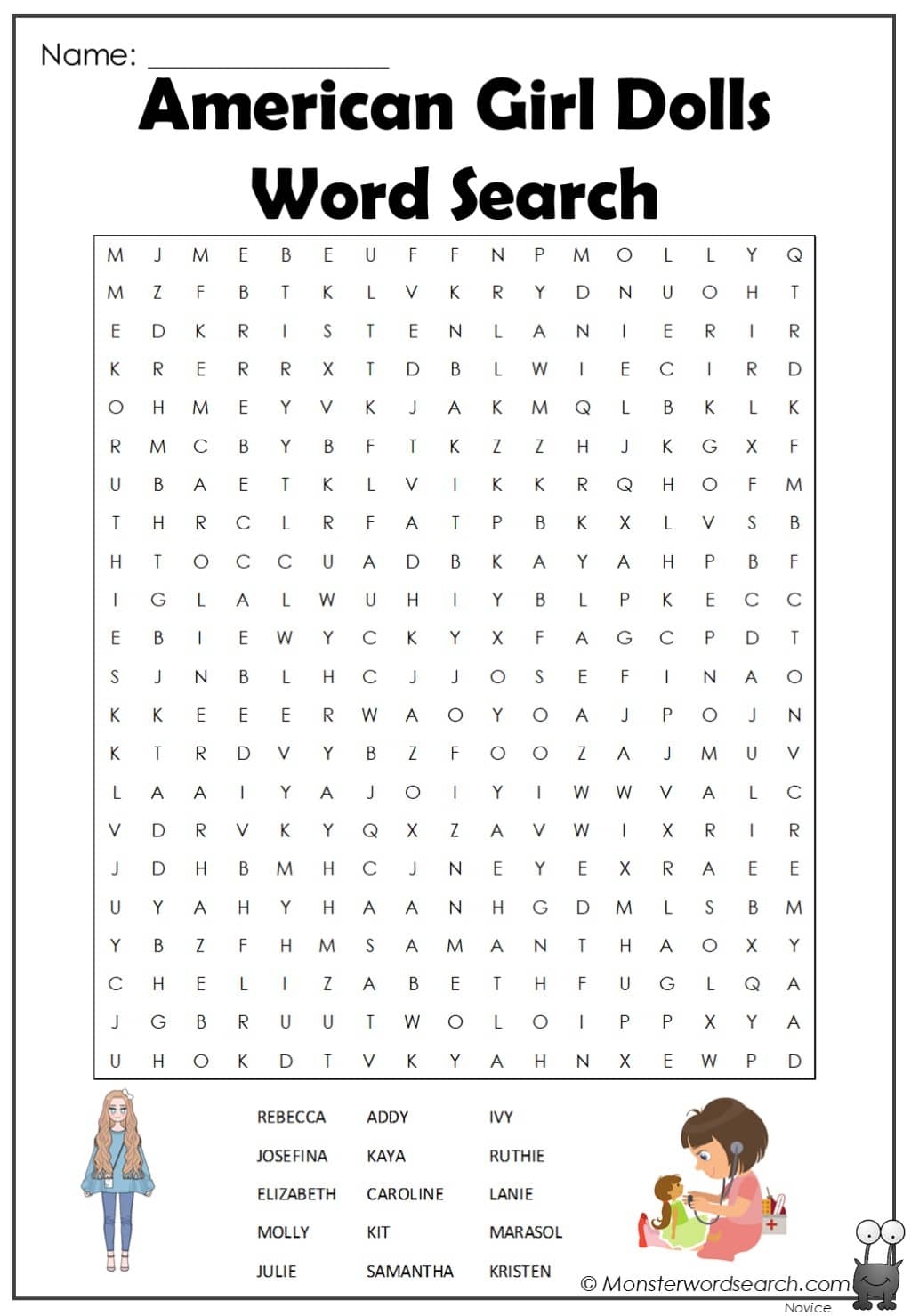 Girly Word Search Printable