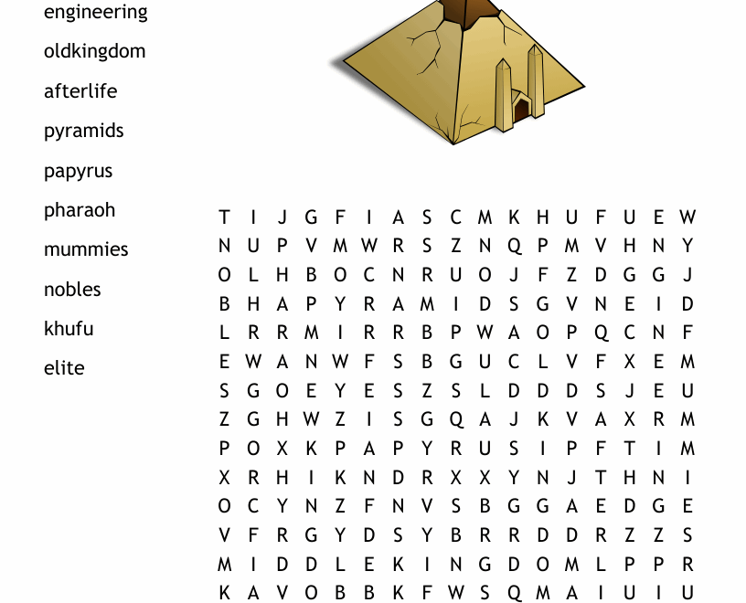 Ancient Egypt Word Search WordMint