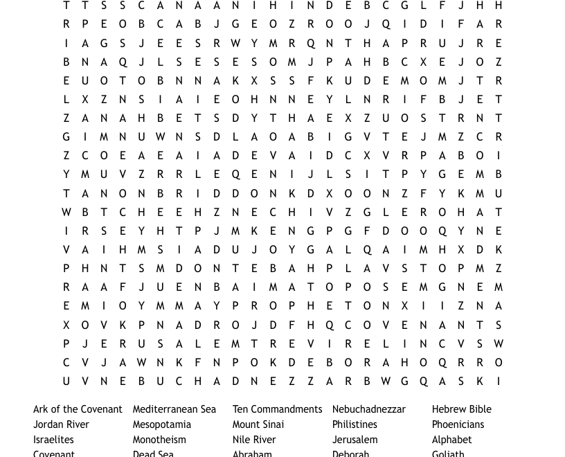 Ancient Israelites Word Search WordMint