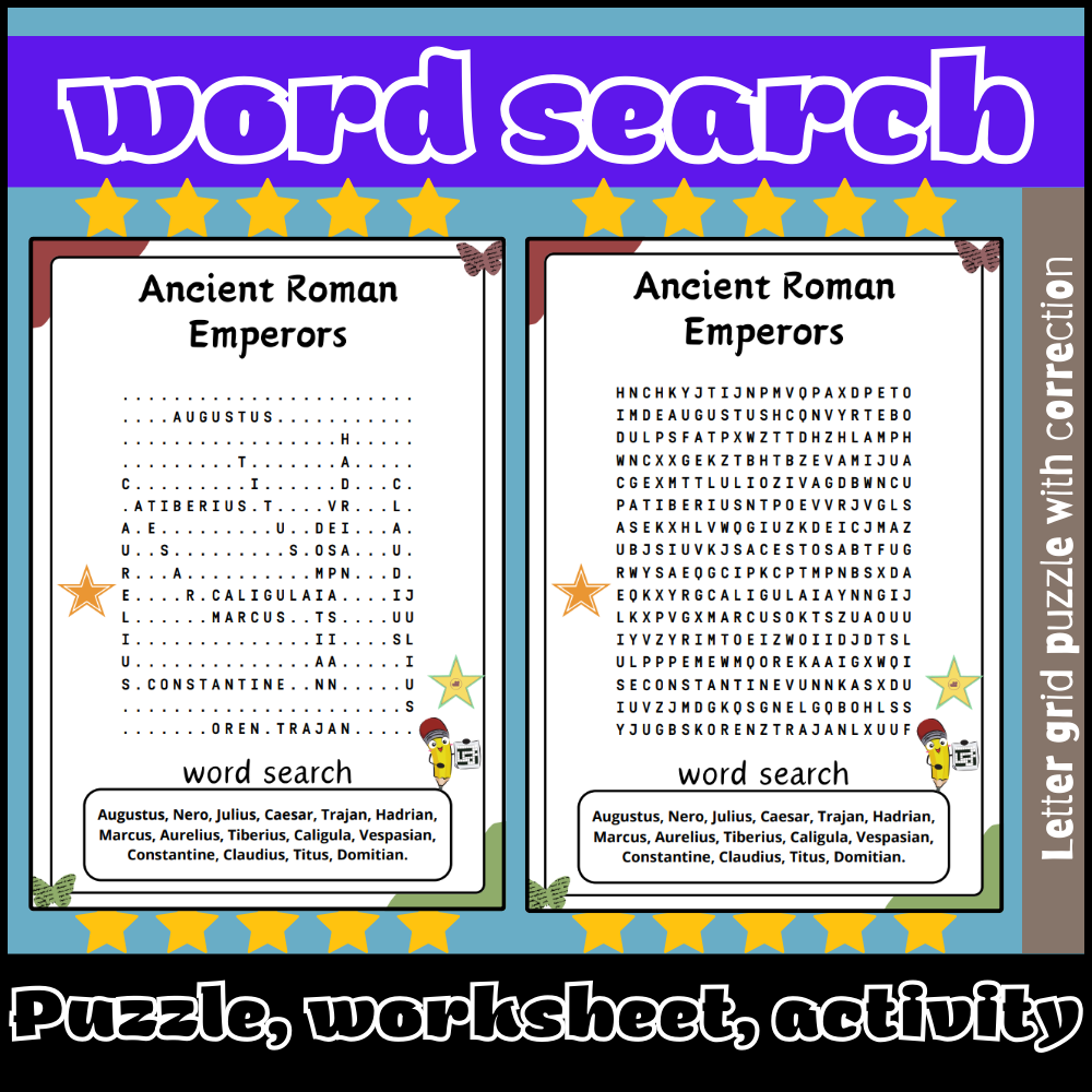 Ancient Roman Emperors Word Search Puzzle Worksheet Activity Made By Teachers