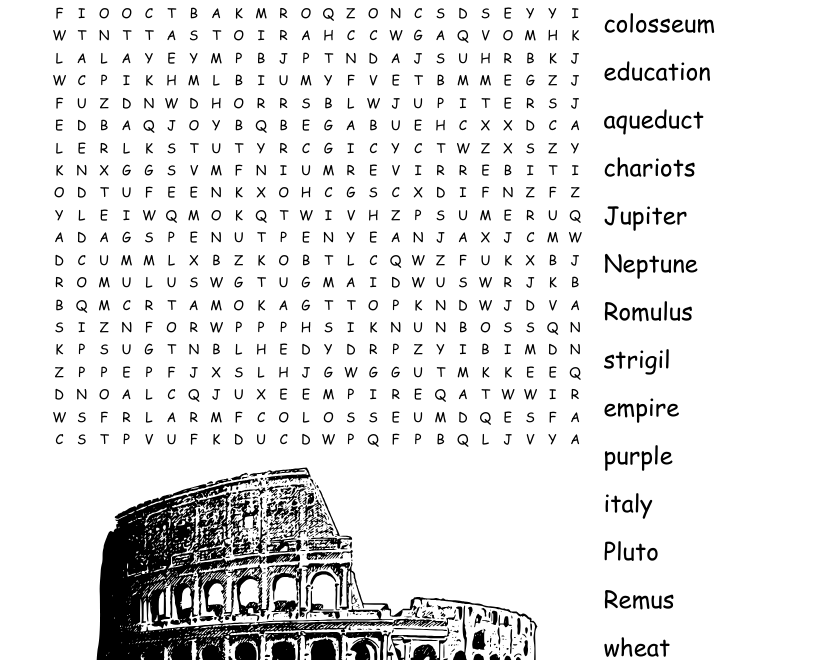 Ancient Rome Word Search WordMint