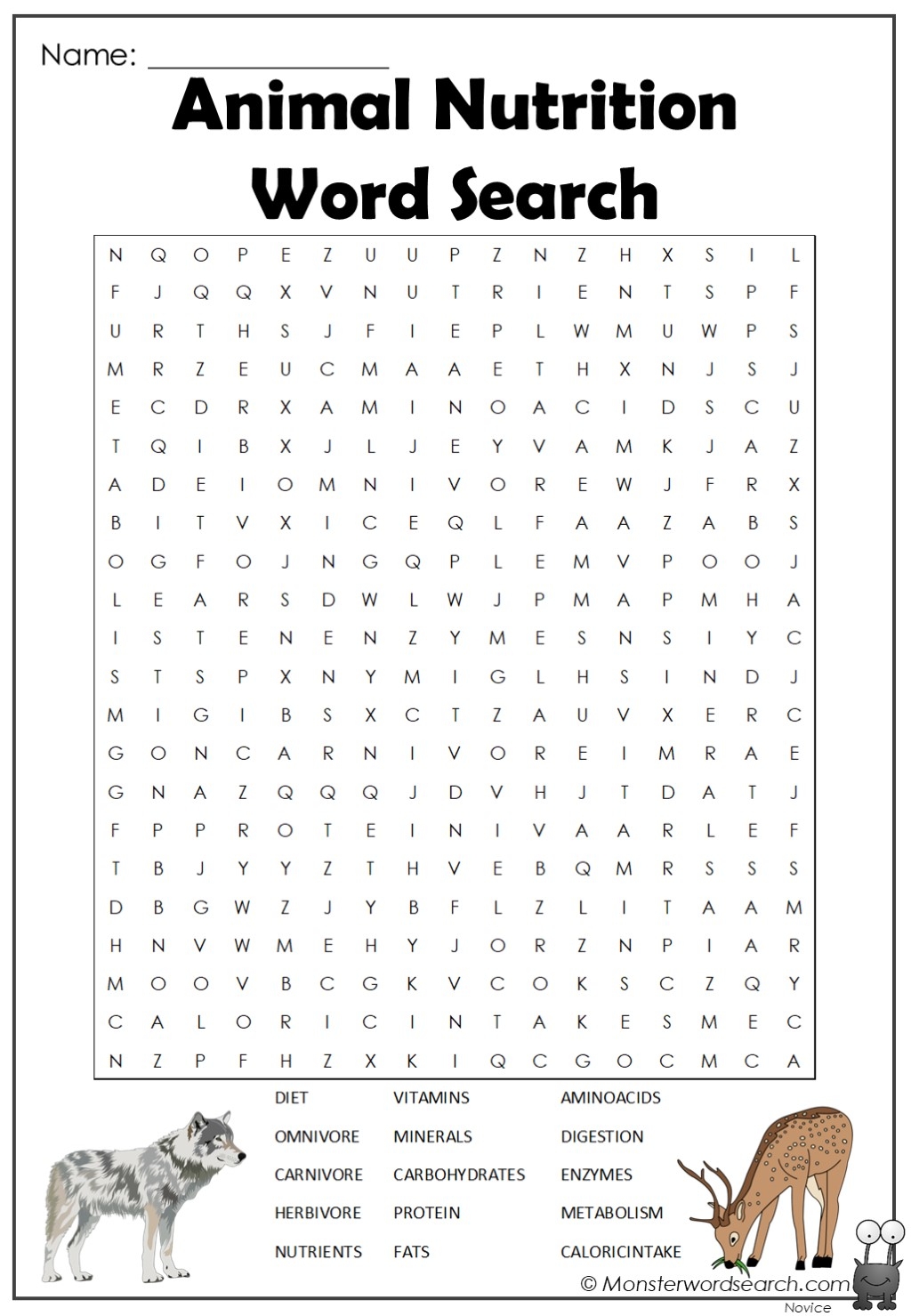 Word Search Printable Nutrition