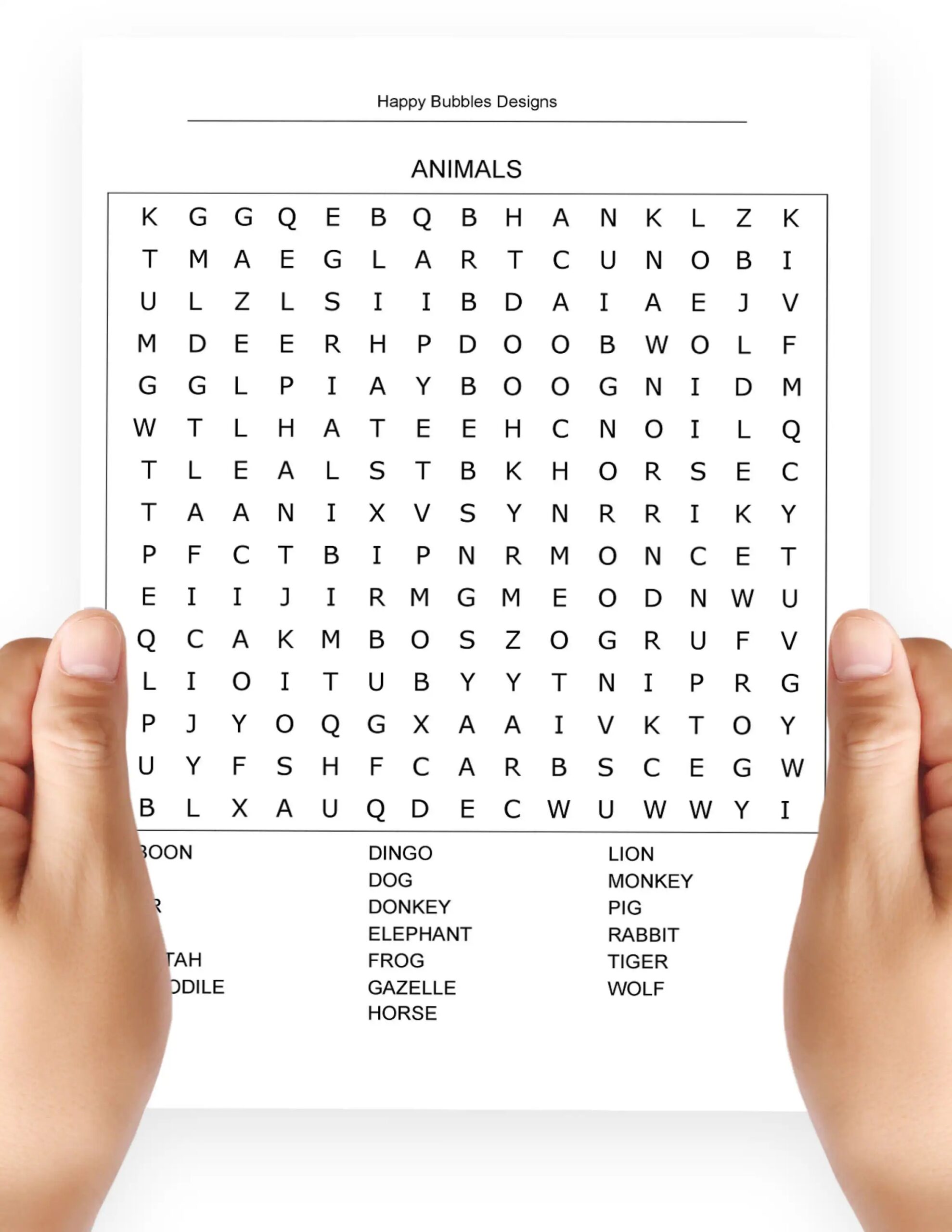 Free Printable Word Search Animals For Adults