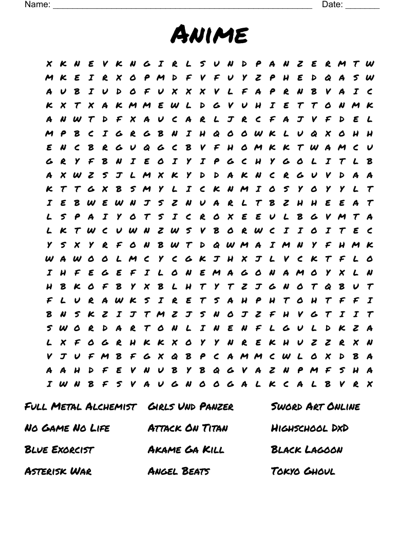 Free Online Word Search Printable