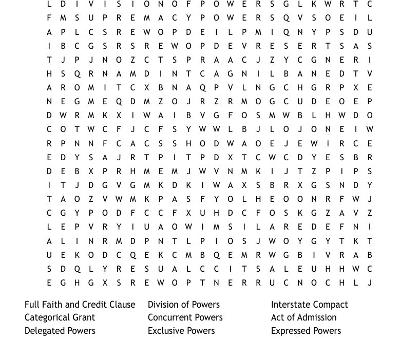 Ap Gov Reveiw Word Search WordMint
