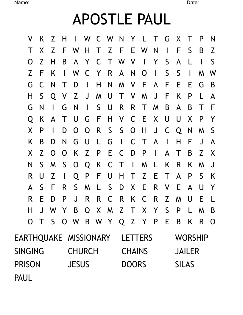 APOSTLE PAUL Word Search WordMint