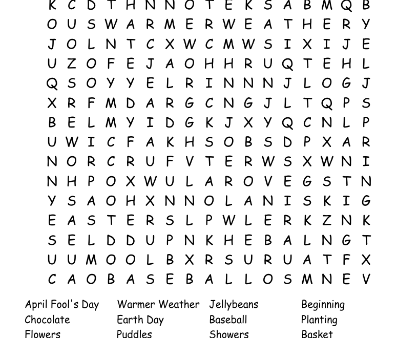 April Showers Word Search WordMint