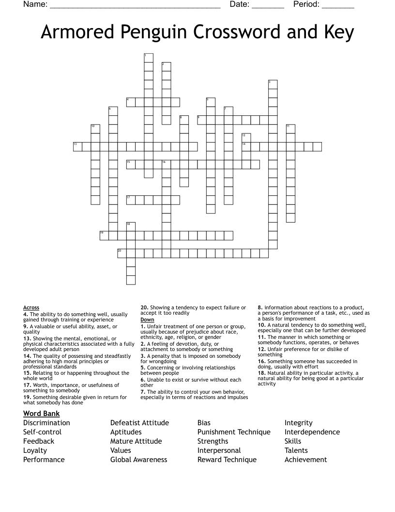 Armored Penguin Crossword And Key WordMint