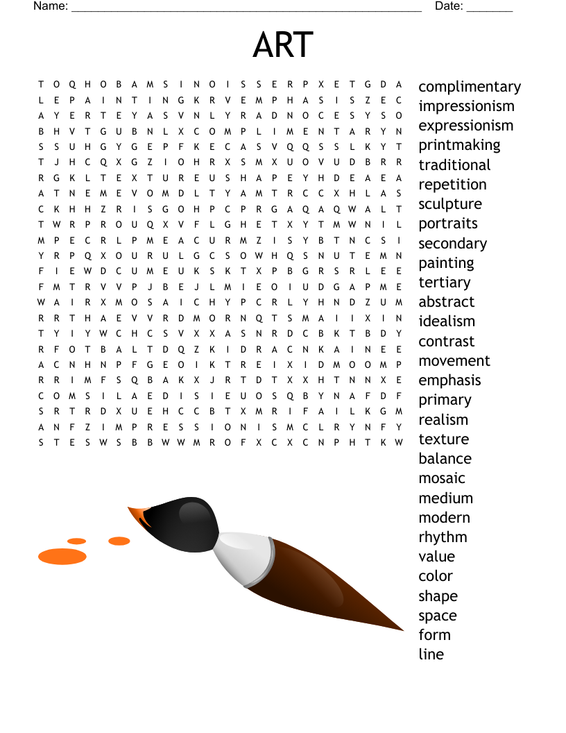 Art Terms Word Search WordMint