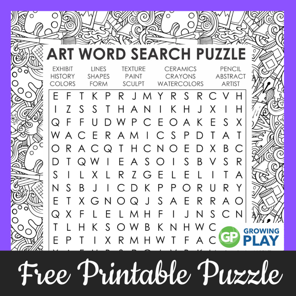 Art Terms Word Search Printable