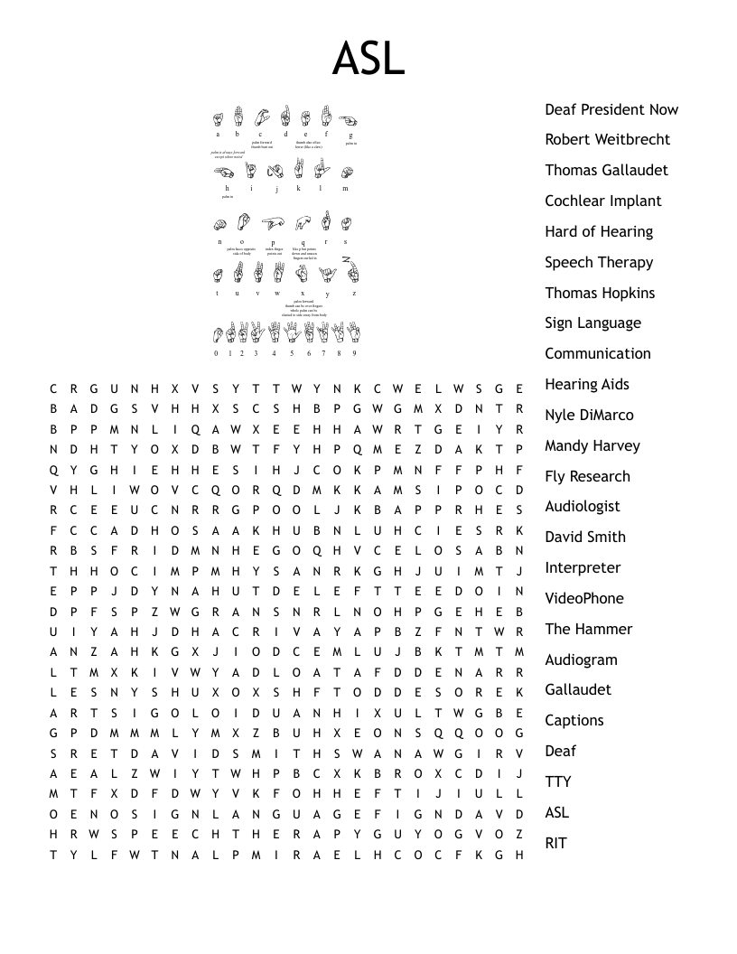 ASL Word Search WordMint