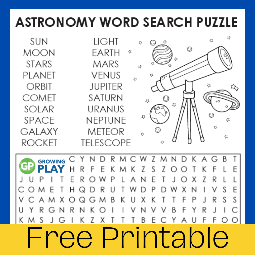 Astronomy Word Search Puzzle Growing Play