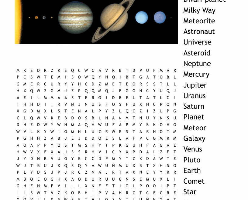 Astronomy Word Search WordMint