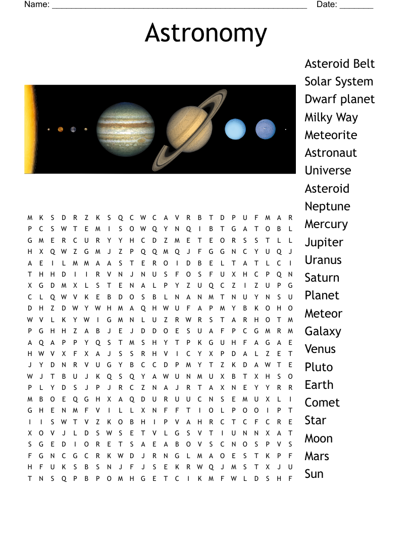 Astronomy Word Search WordMint
