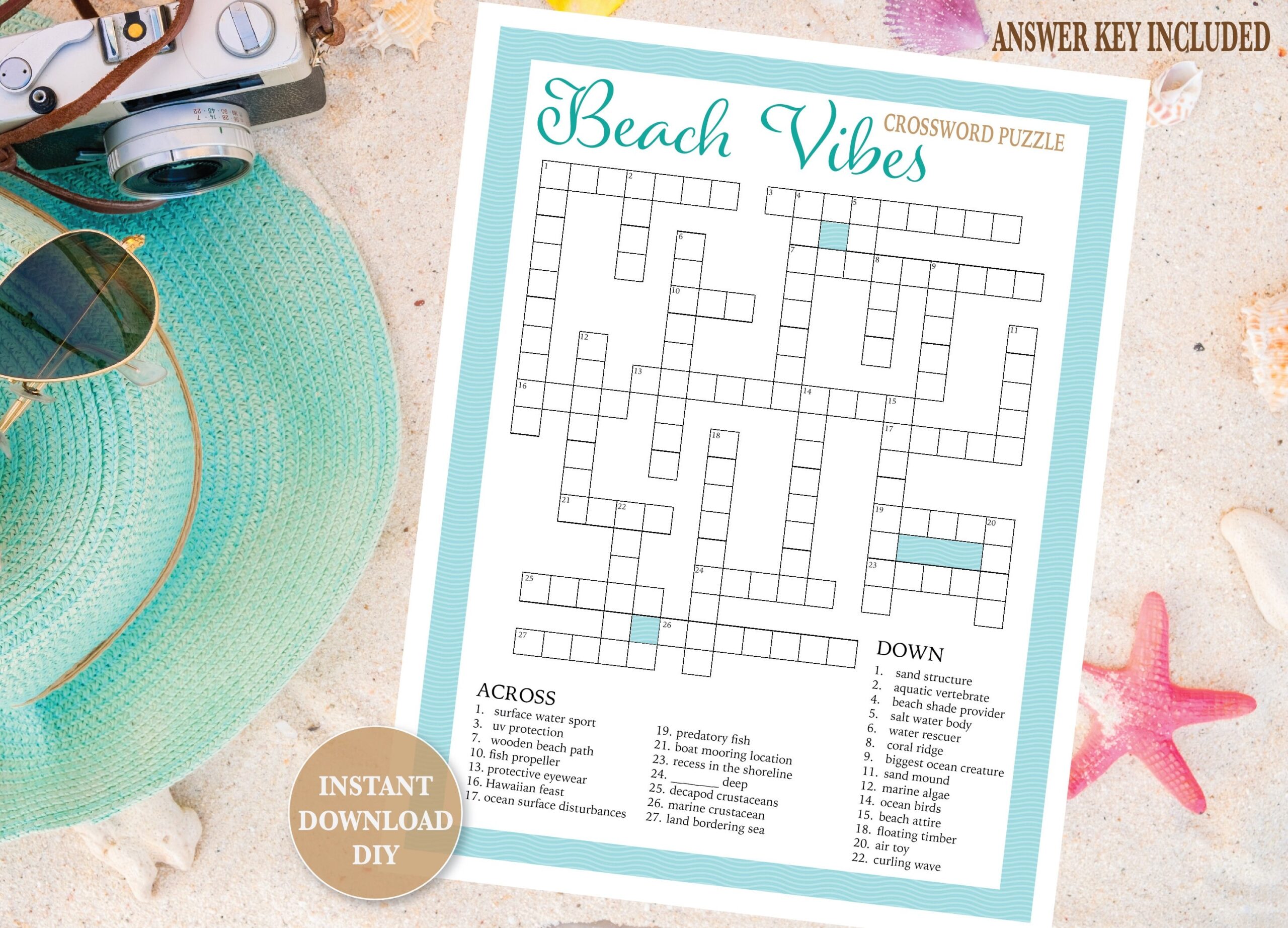 At The Beach Fashion Word Search
