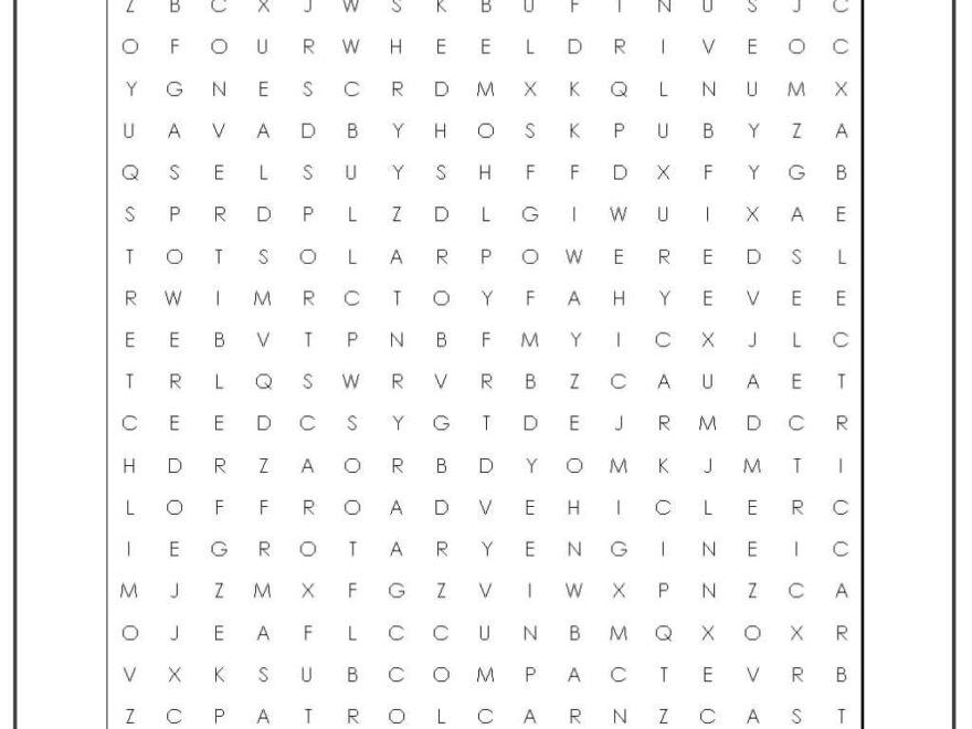 Automotive Word Search 2 Monster Word Search