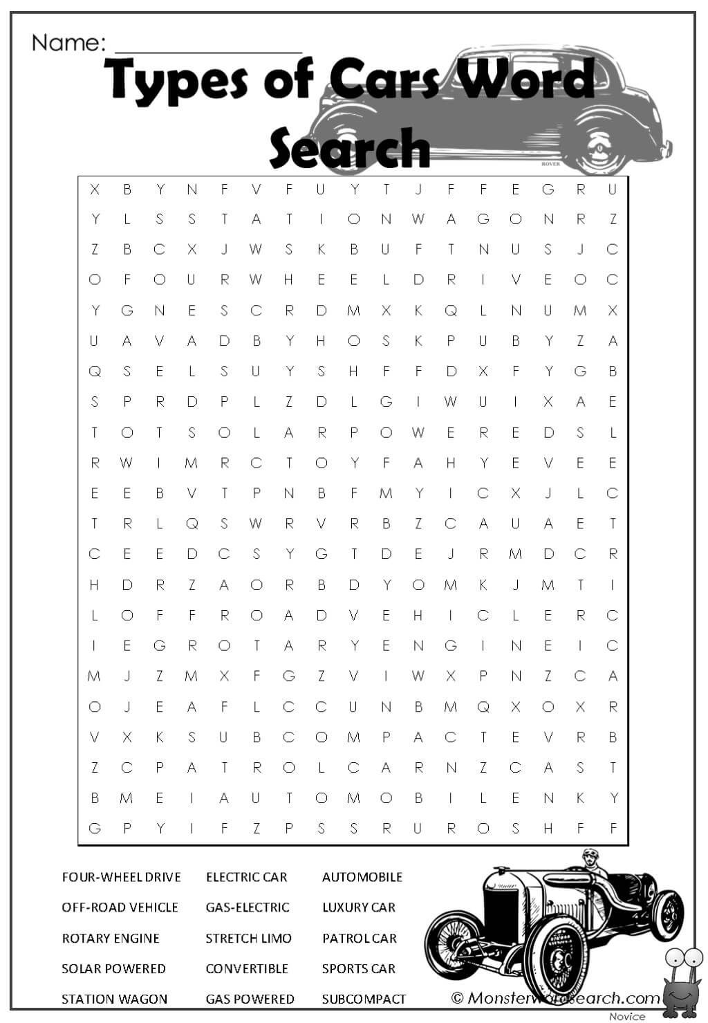 Automotive Word Search 2 Monster Word Search