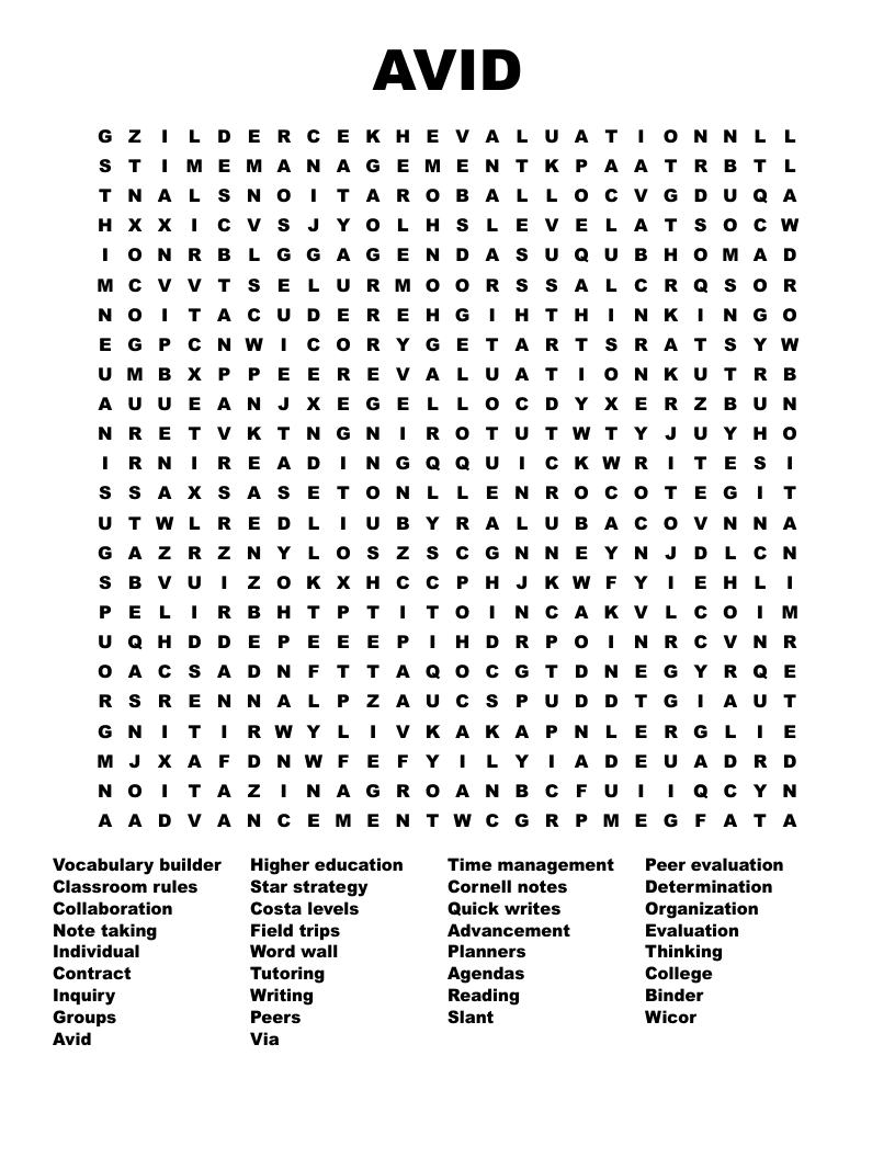 AVID Word Search WordMint