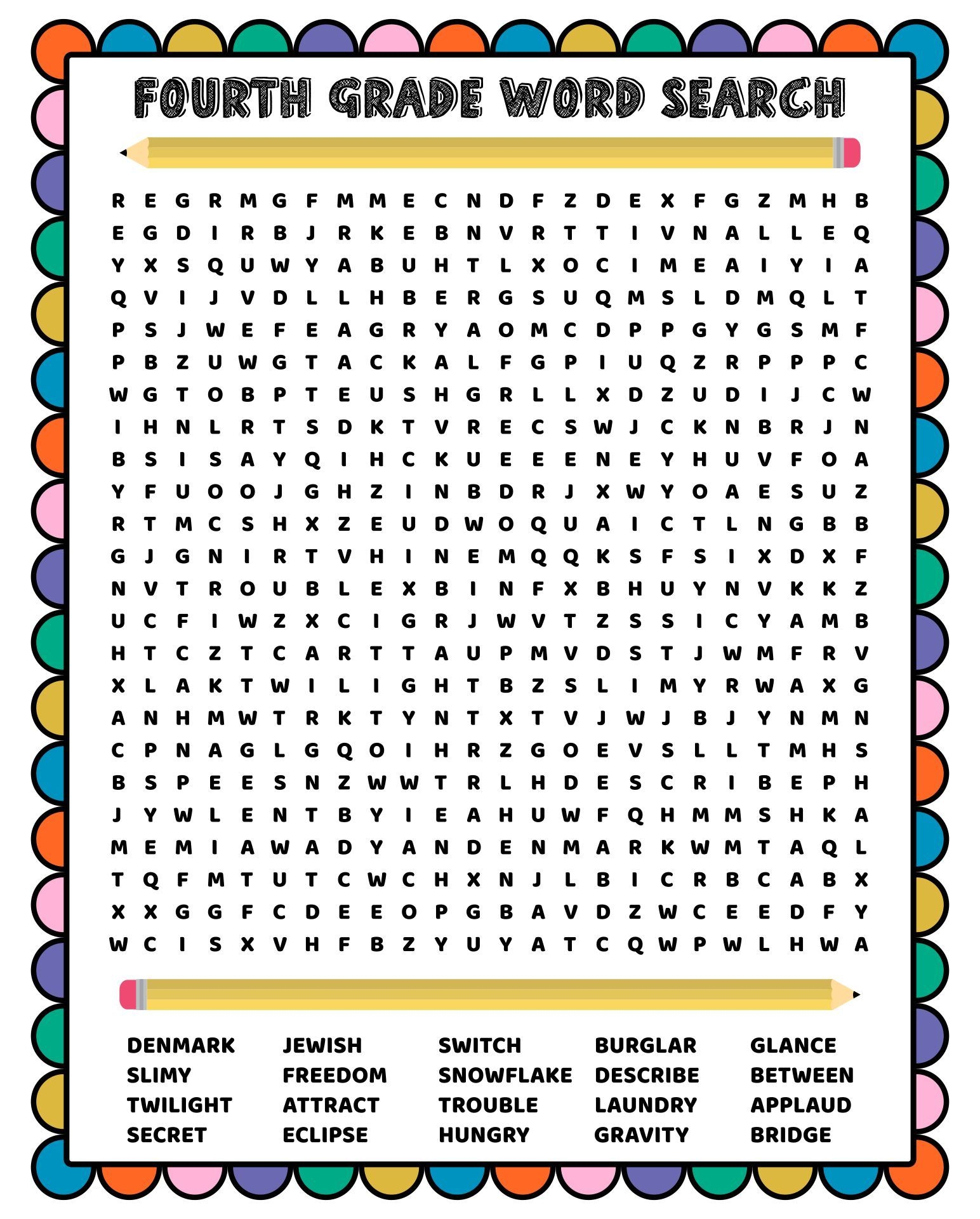 Back To School Word Search