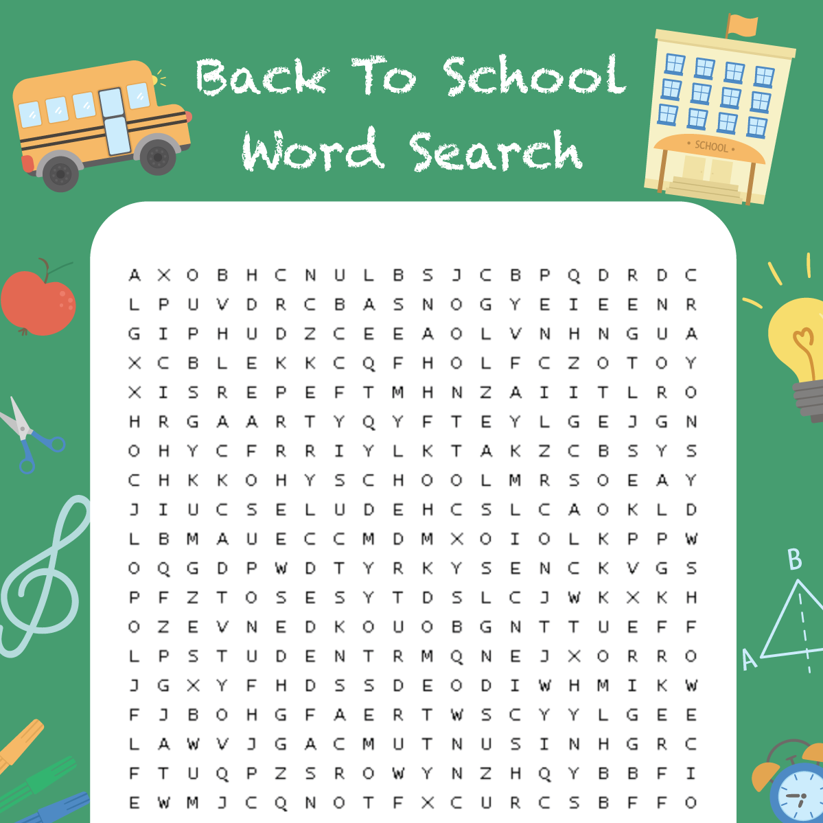 Back To School Free Printable Word Search