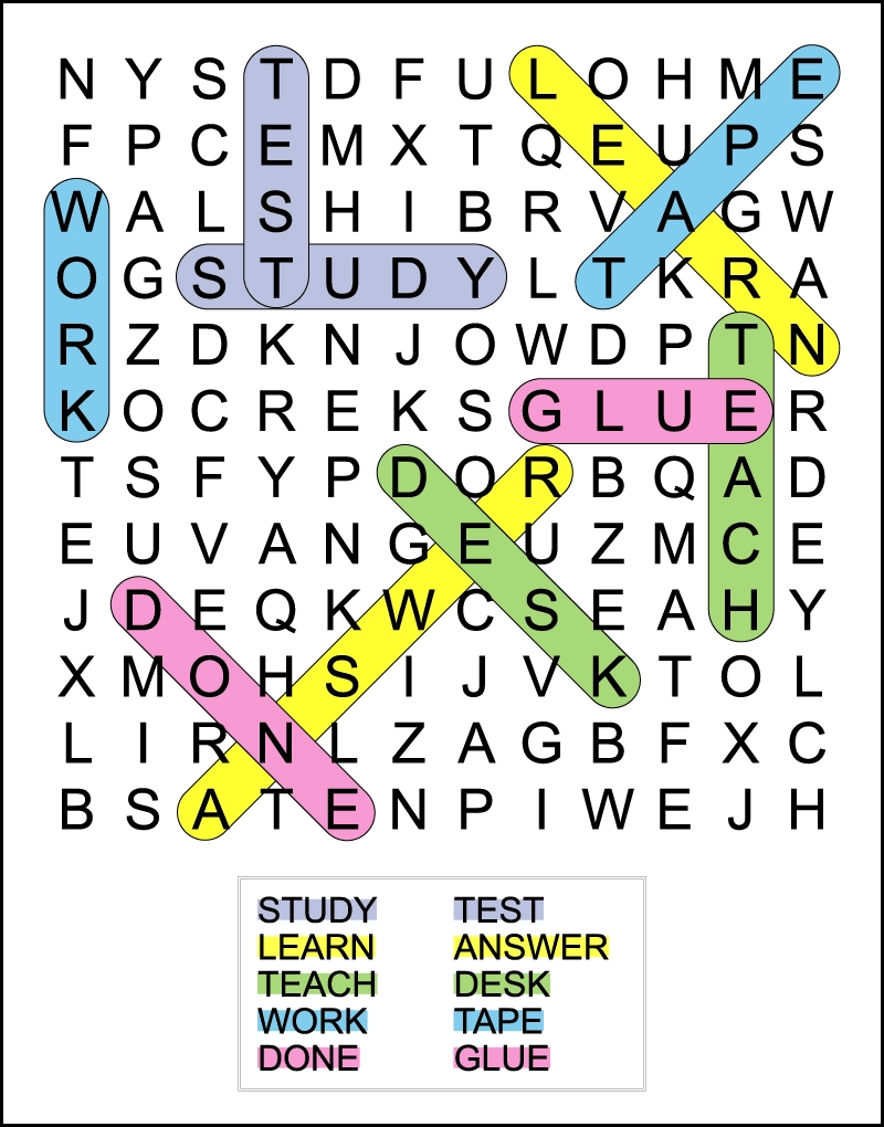 Back To School Word Search Puzzles For Kids