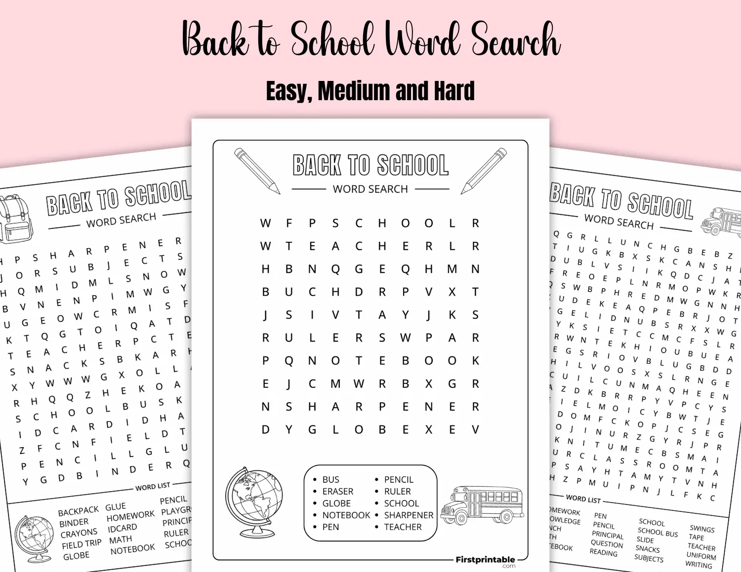 Back To School Word Search Puzzles Free Printable
