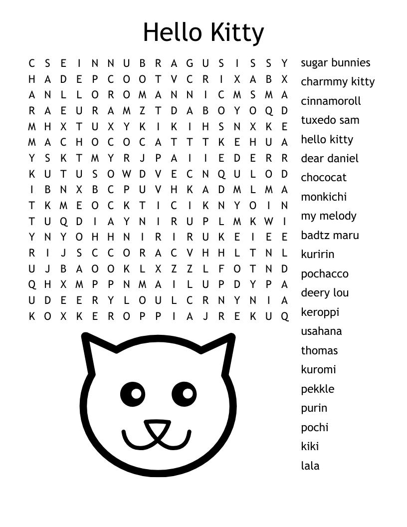 BAD KITTY CH 1 AND 2 Word Search WordMint