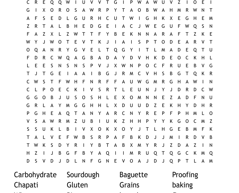 Baking Bread Word Search WordMint